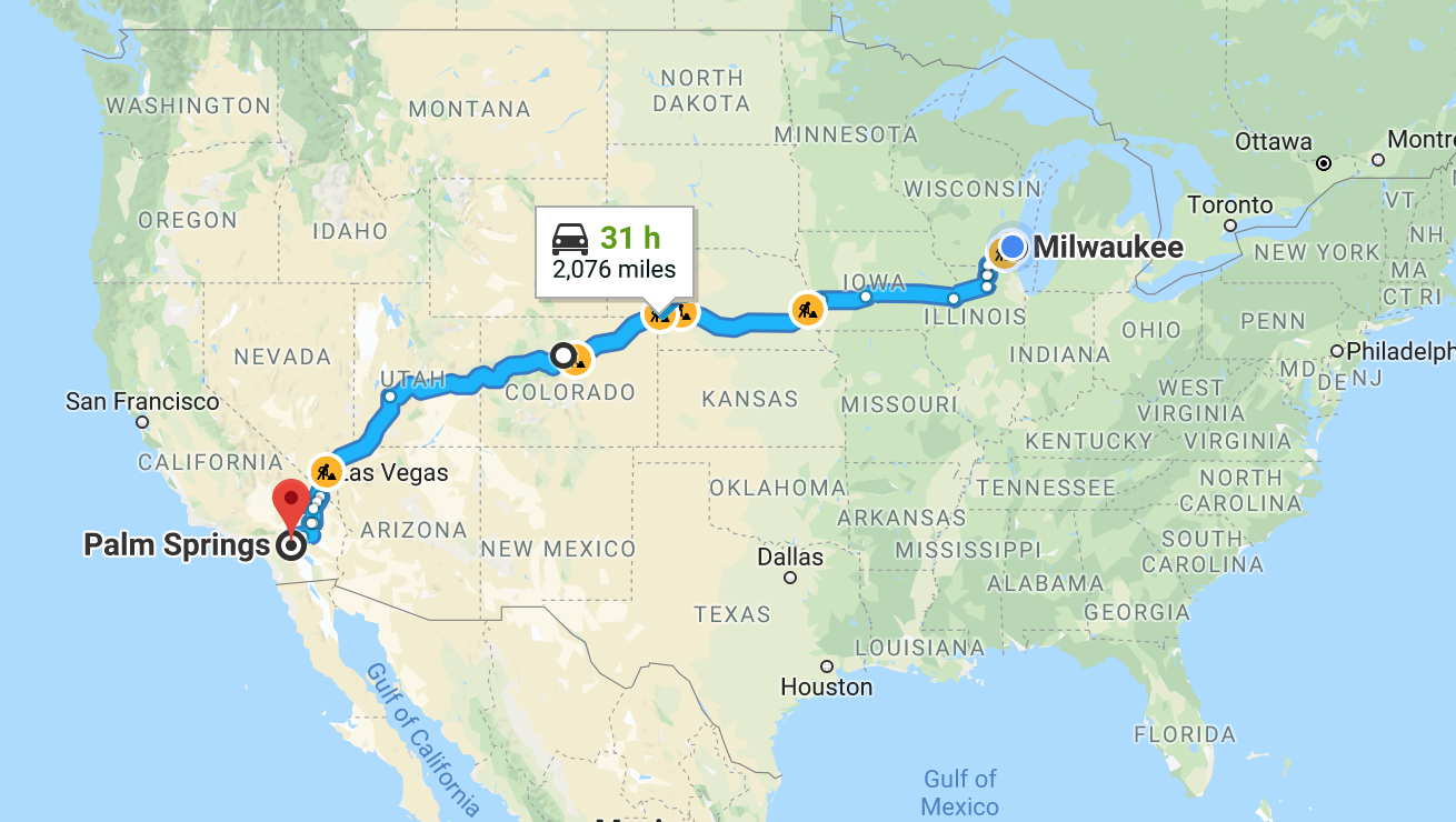 Driving Milwaukee to Palm Springs